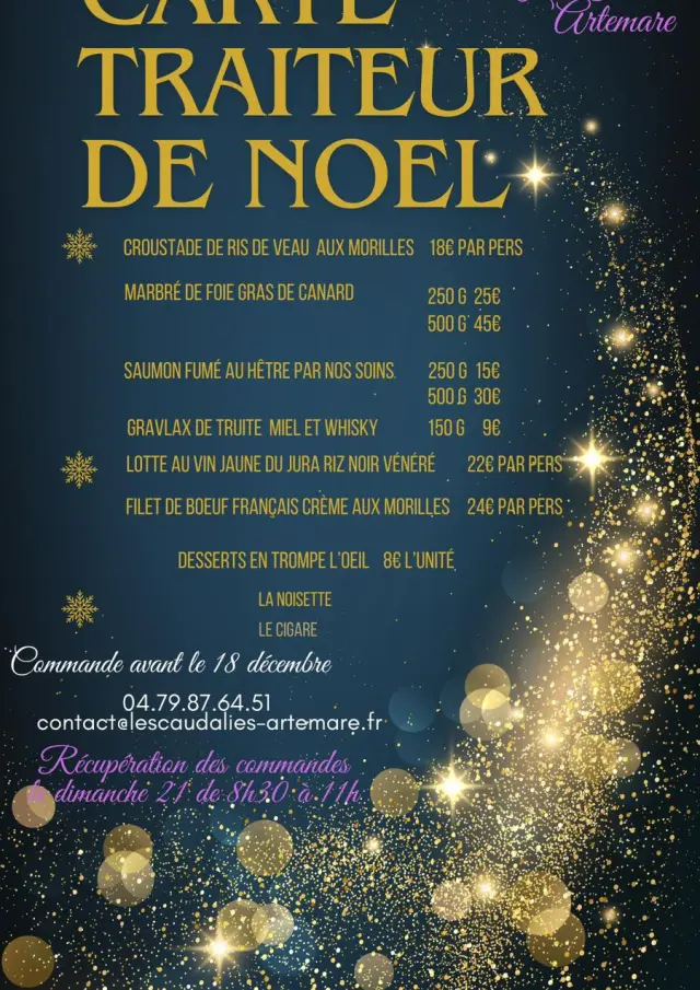 Menu traiteur de noel Caudalies