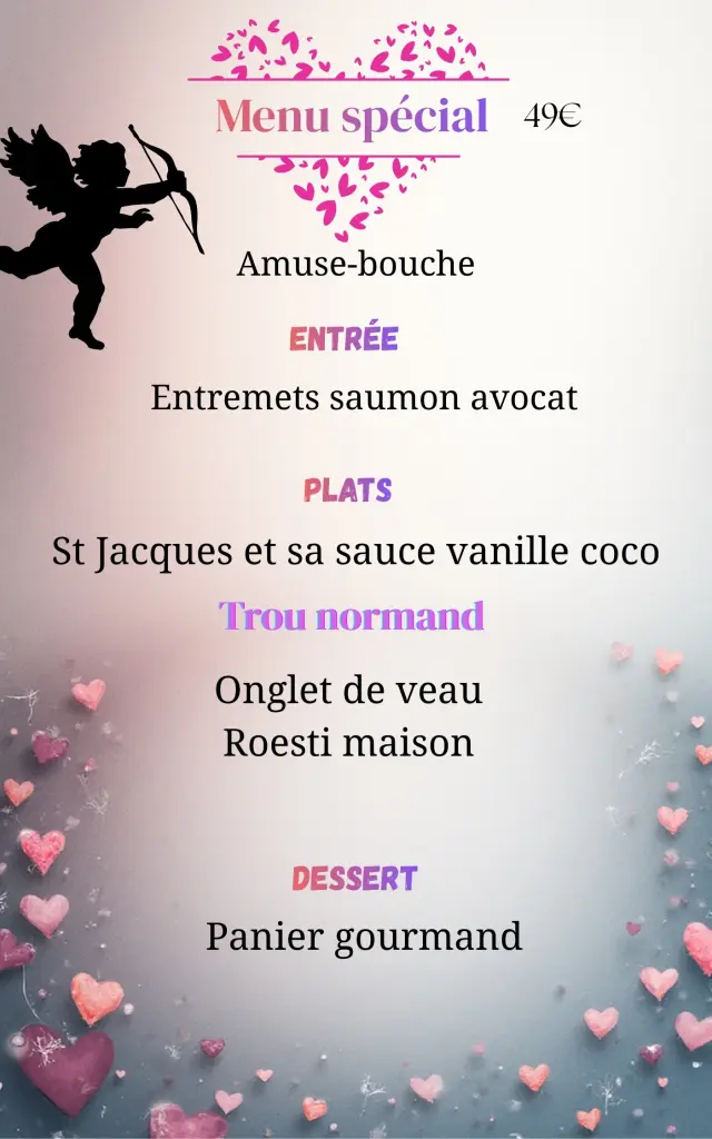 Bistrot De La Cascade Menu Saint Valentin 2026
