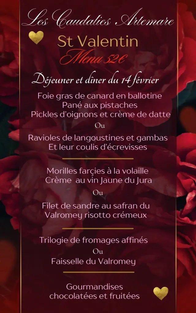 Caudalies Menu de la Saint Valentin