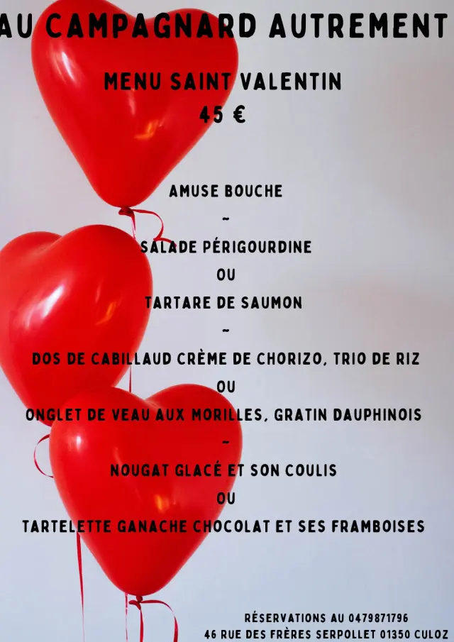 Menu Saint Valentin 2026 Au Campagnard Autrement
