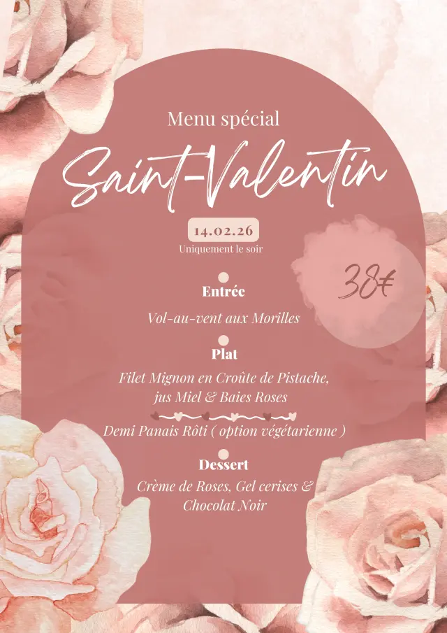 Menu Saint Valentin Elegant Rose Chez Cuzieu