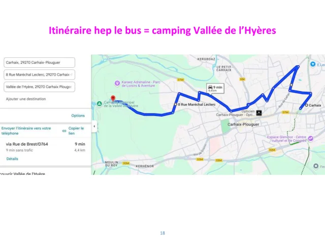 Itineraire Camping Carhaix