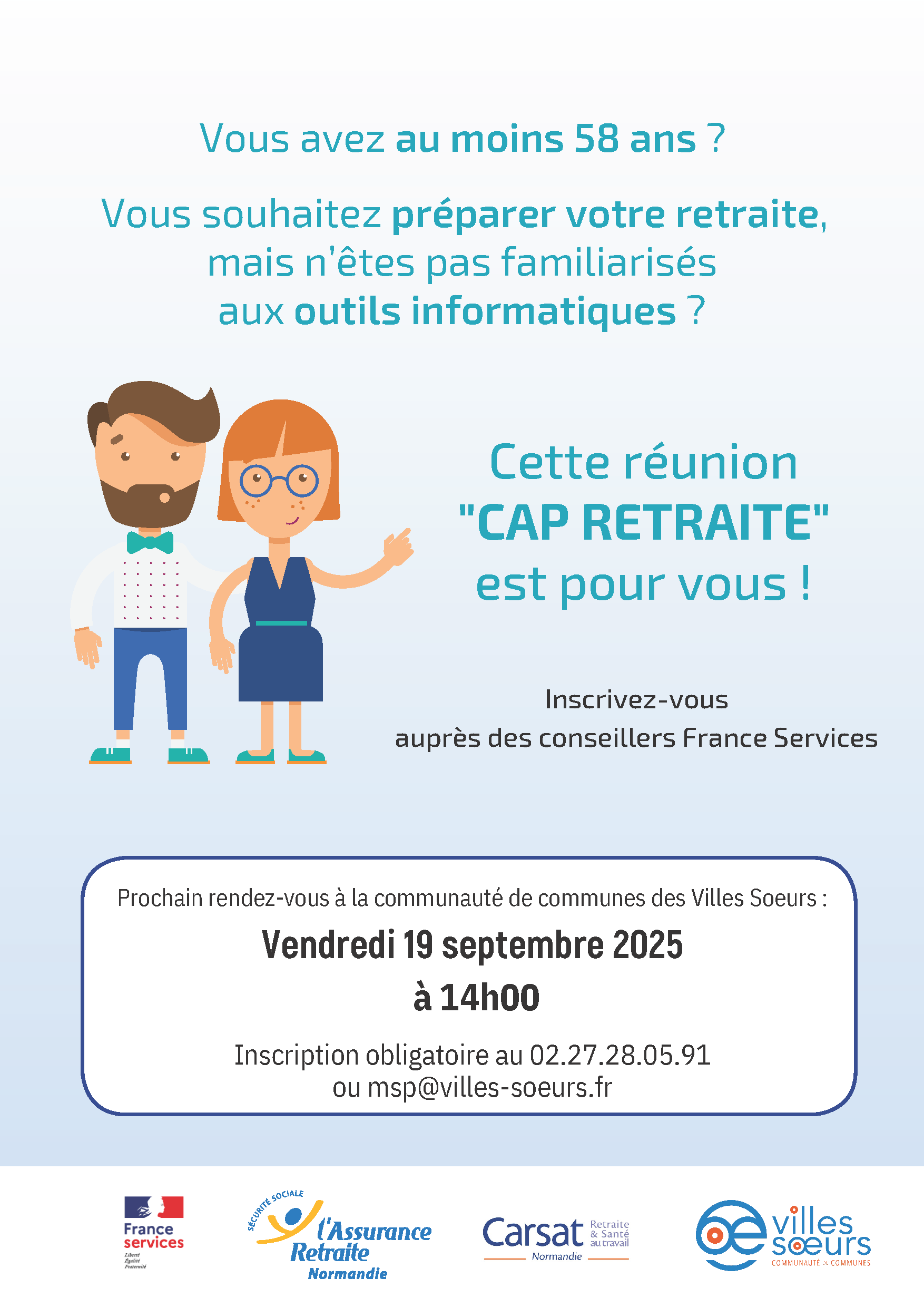 Affiche réunion cap retraite à la communauté de communes des villes soeurs