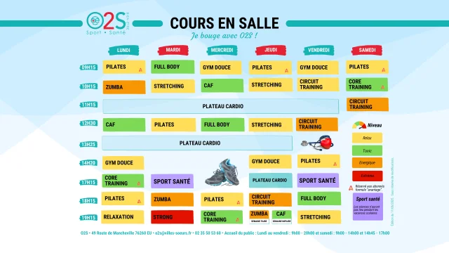 Planning Cours En Salle Au 11 Juin 2025