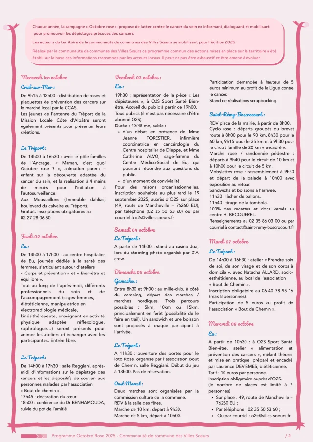 Programme d'octobre Rose 2025