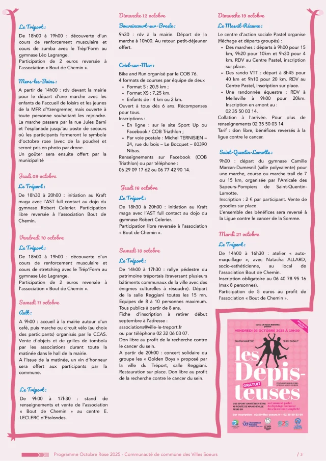 Programme d'octobre Rose 2025