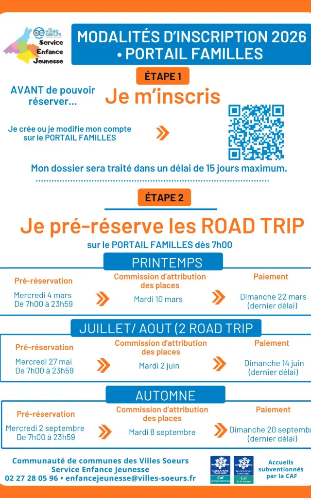 Sej Modalites Dinscription 2026 Portail Familles Road Trip