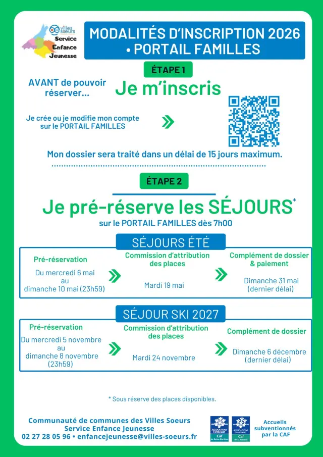 Sej Modalites Dinscription 2026 Portail Familles Sejours