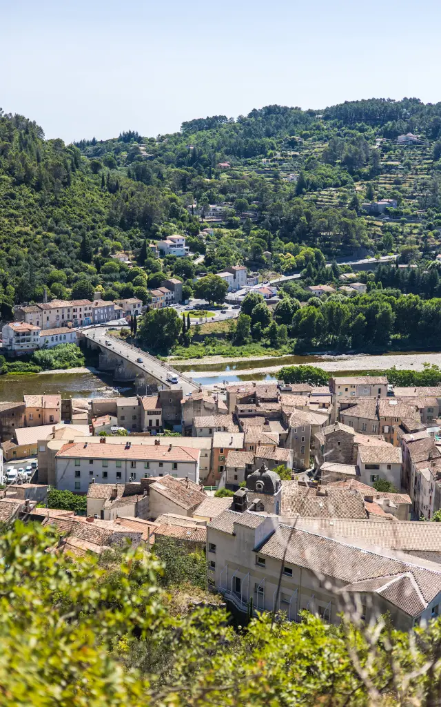 Vue sur les toits d’Anduze en été (Occitanie, France)