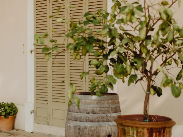 Les volets de la maison fermés