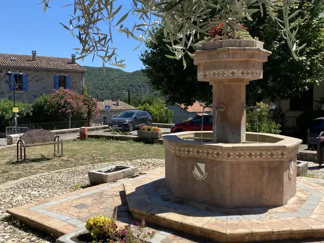 Fountain In The Village Square Saint Florent Sur Auzonnet