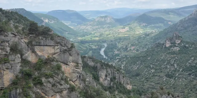 Randonnée sur les falaises du Causse Noir.