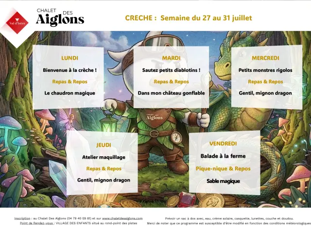 Planning Du 27 Au 31 Juillet