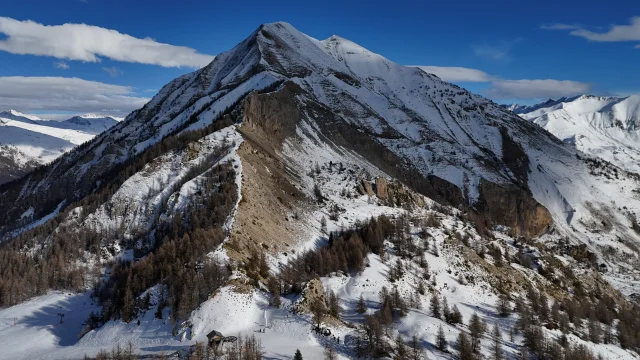 Vue drone du sommet du Cuchon à Saint Léger les Mélèzes