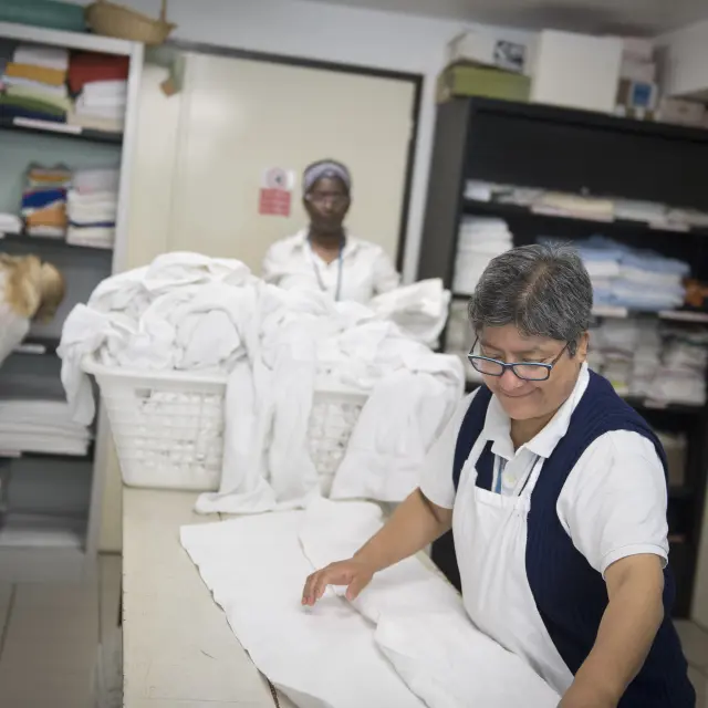 Volunteers in the lingerie department