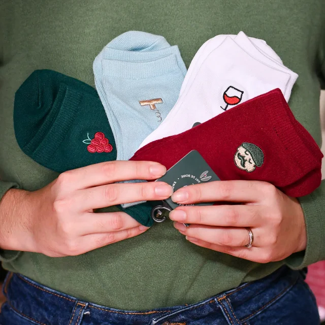 The Tourist Office shop, Clisson souvenirs: socks for epicureans, socks from the Nantes vineyards