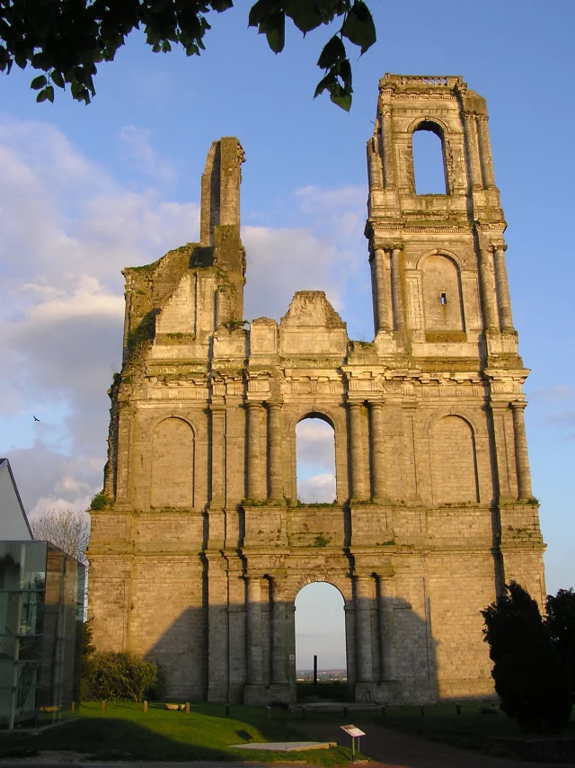 The ruined towers of the Abbey of Mont-Saint-Eloi