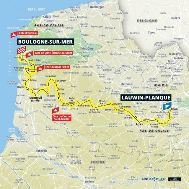 Route of the second stage of the Tour de France 2025