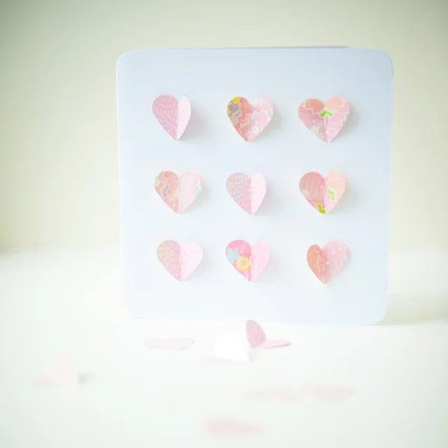 Close up of a Handmade Card with butterfly hearts