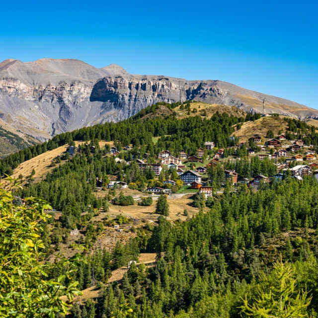 Panoramic view of the Mercantour National Park near Valberg, French Alps, France in Europe