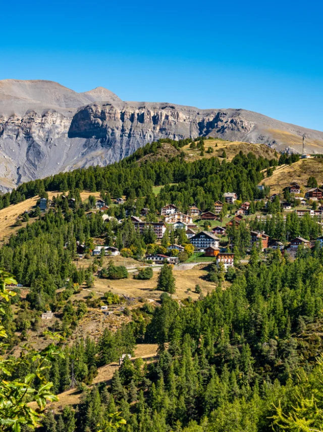 Panoramic view of the Mercantour National Park near Valberg, French Alps, France in Europe
