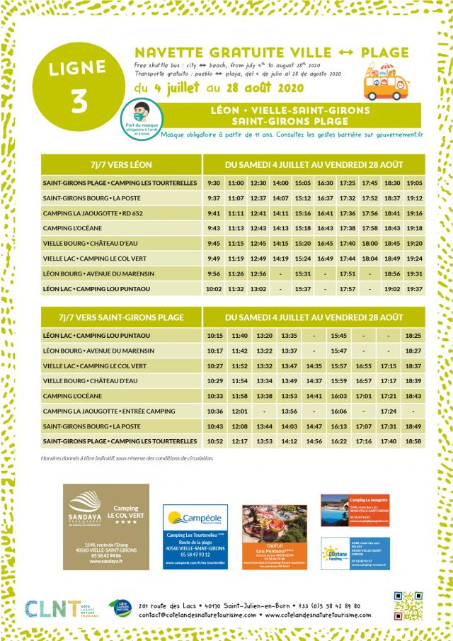 Affiche Horaires Navettes Ville Plage 2020_LIGNE 3