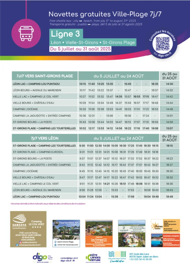 Affiche Navettes Estivales Cln 2025 Ligne 3