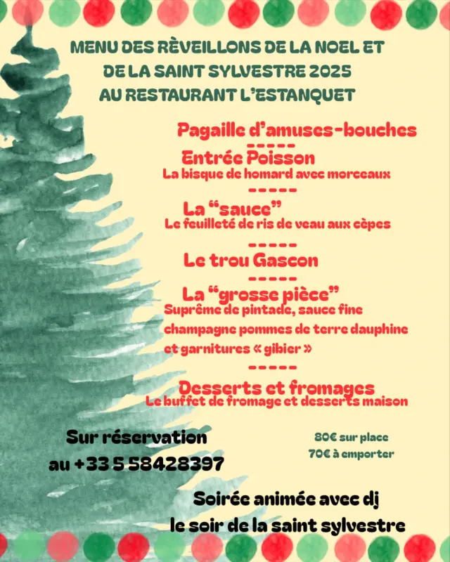L'Estanquet à Lit-et-Mixxe, le menu des fêtes 2025