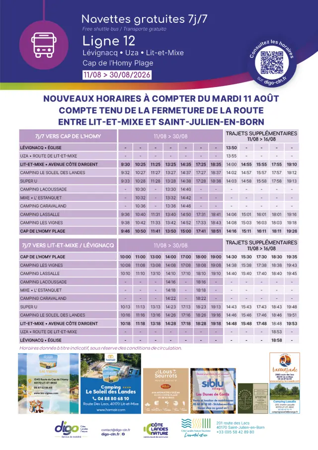 Digo Fichehoraires 2026 Ligne12 V11.08.2026 Lit Et Mixe Cap De Lhomy