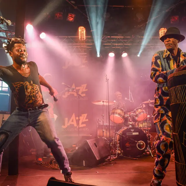 Zwei Musiker auf der Bühne bei einem Jazzkonzert