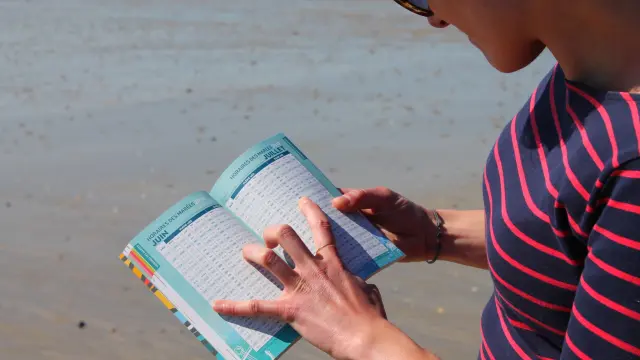 Personne lisant les horaires de marées