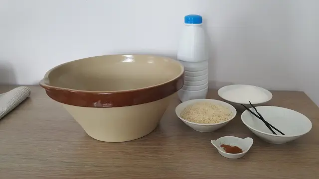 Bol et ingrédients pour préparer la teurgoule