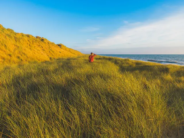 Personne marchant dans les dunes d'Annoville