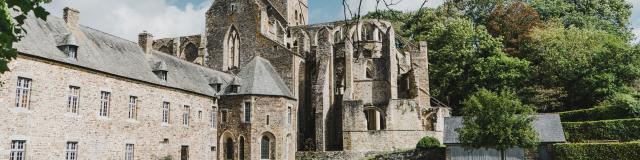 Vue de l'abbaye de Hambye depuis le parc