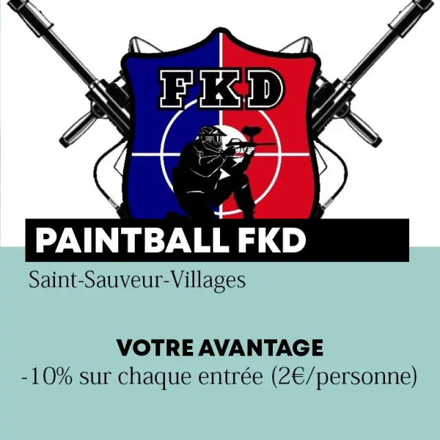 Logo Paintball FKD avec offre promotionnelle