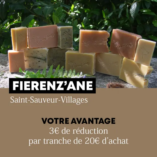 Savons artisanaux Fierenz'ane disposés sur une surface en pierre