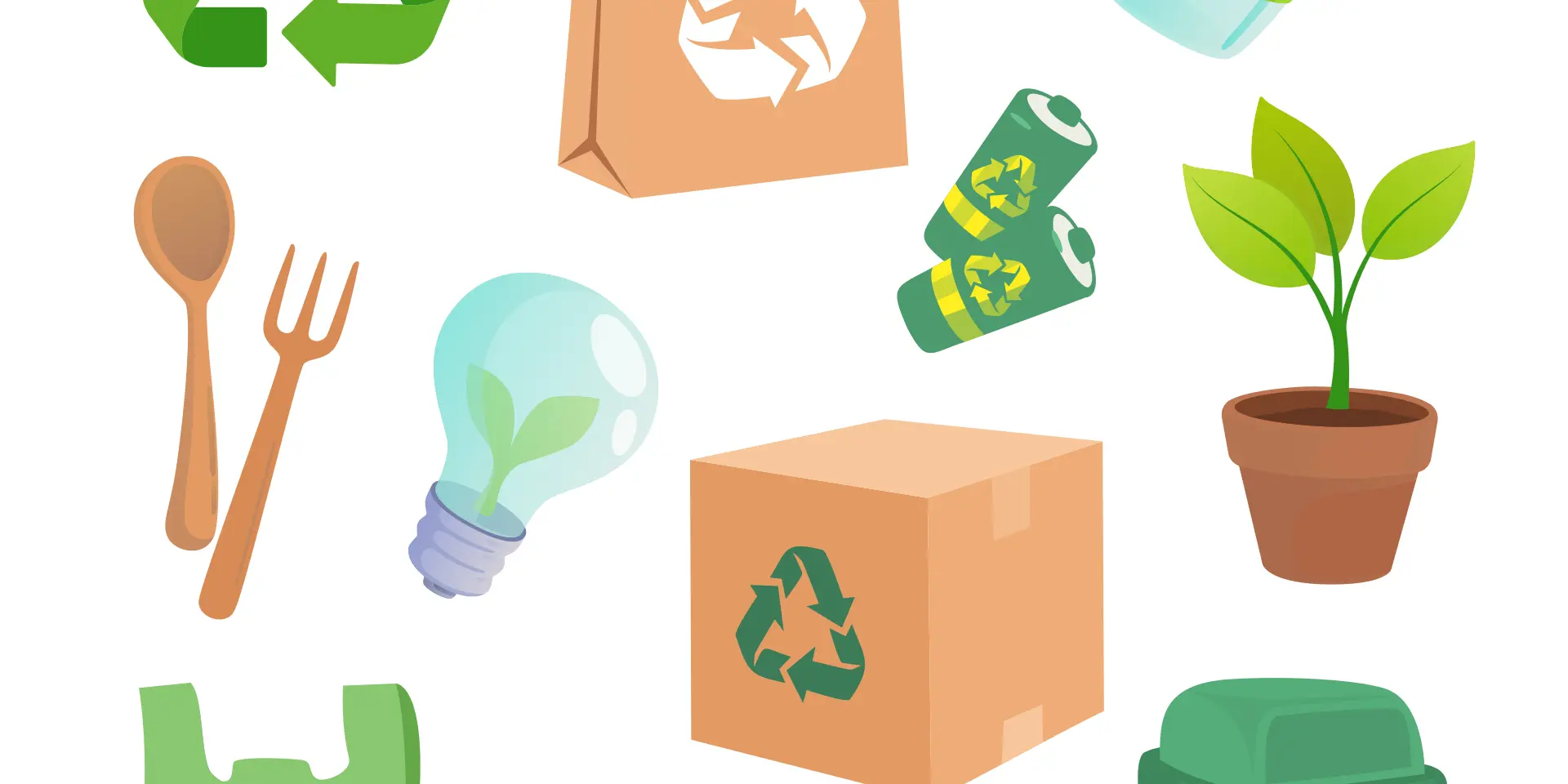 Divers objets recyclables et écologiques