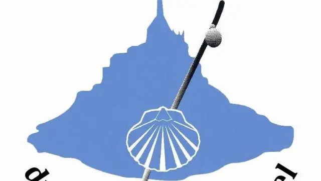 Logo des Chemins du Mont-Saint-Michel avec une coquille Saint-Jacques et une silhouette du Mont-Saint-Michel
