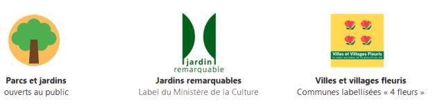 Logos Parcs et jardins, jardin remarquables et villes et villages fleuris