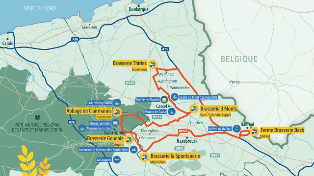 Route de la bière, Carte Boucle Flandre Audomarois