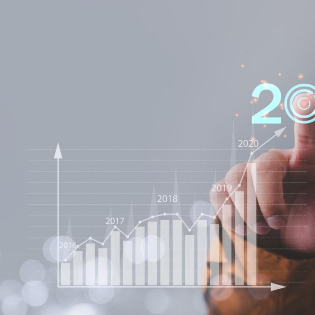 Target and goal Business analytics and financial concept, Plans to increase business growth and an increase in the indicators of positive growth in 2021