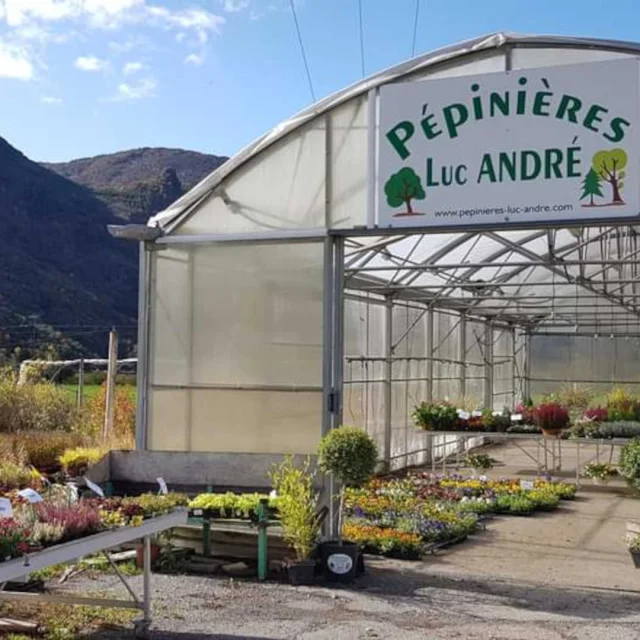 Entrance to a greenhouse at Luc André Nurseries