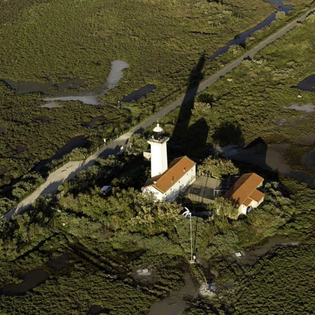 Aerial view of the Gacholle lighthouse
