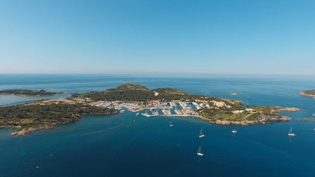 Aerial view of the Ile des Embiez off Six-Fours-les-Plages