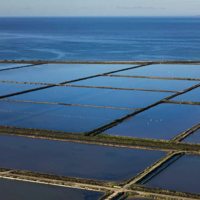 Luftaufnahme des Saline Les Pesquiers