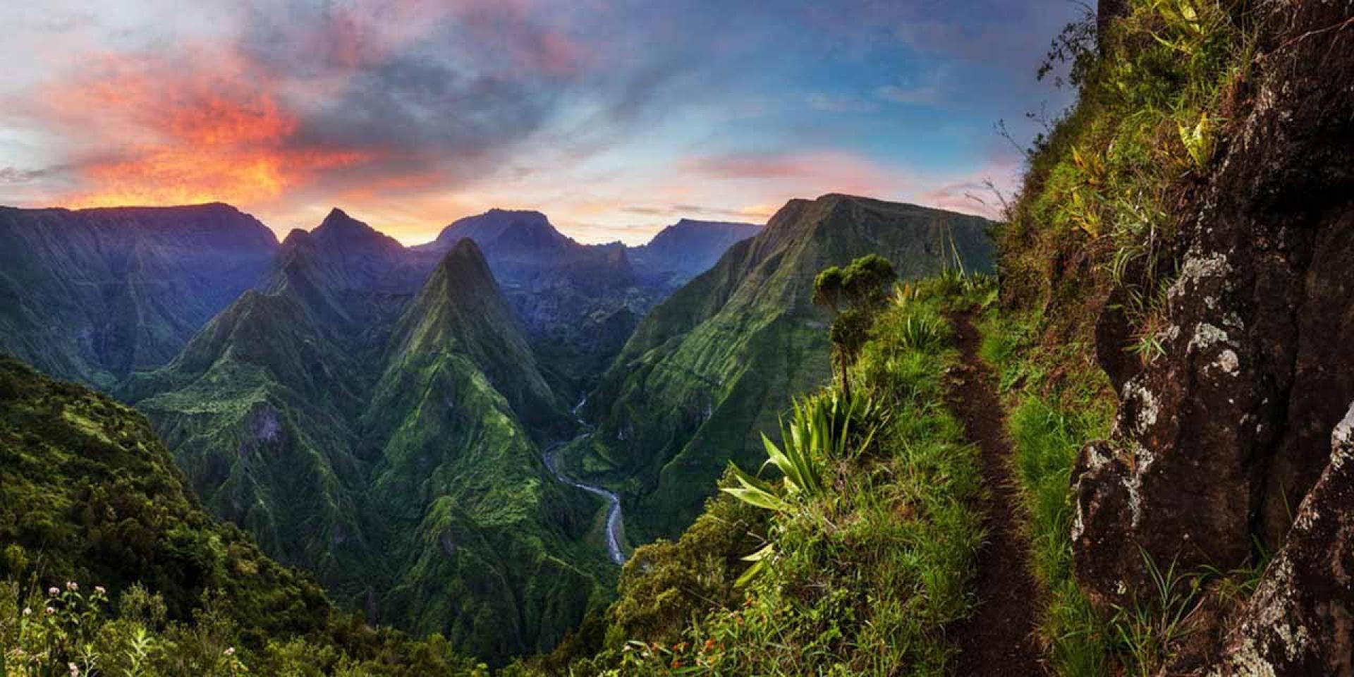 La Reunion - Cap Noir at sunrise and Voile de la Mariee - Travel