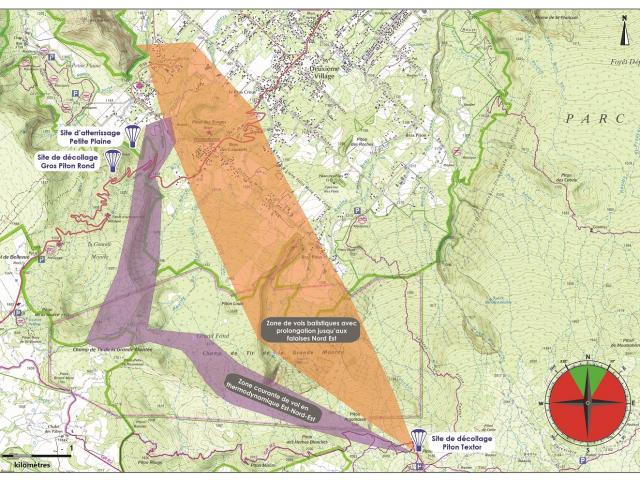 Plan de situation vol libre Piton Textor