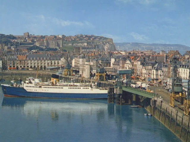 Dieppe Eine Abfahrt Der Autofähre Le Falaise Postkarte Um 1970