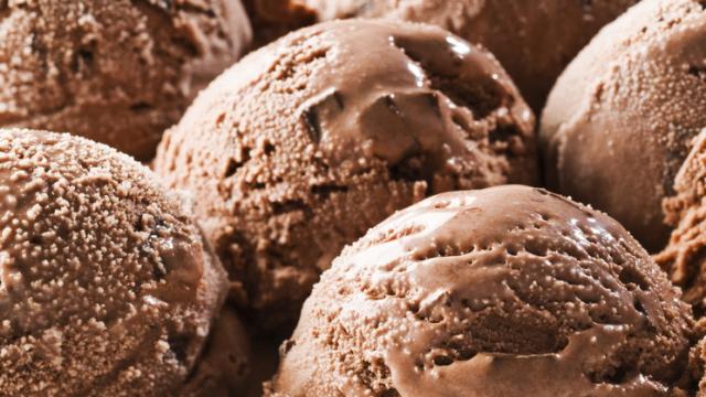 Chocolate ice cream background close up shoot