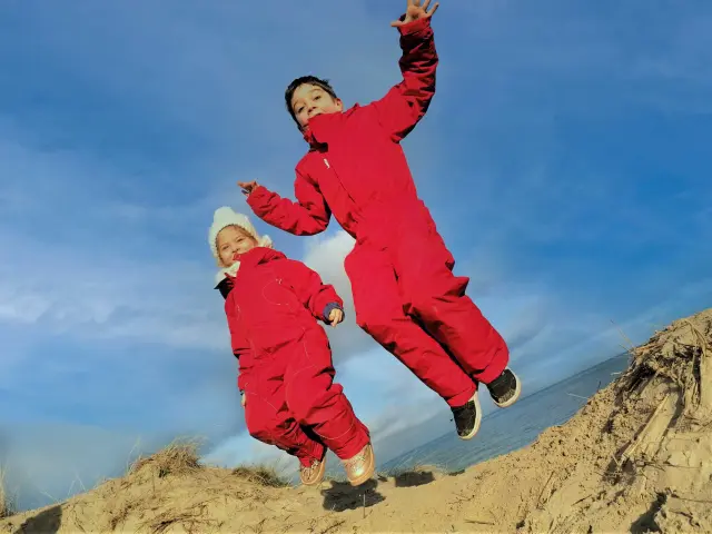 Mer Hiver Dunes Famille ski